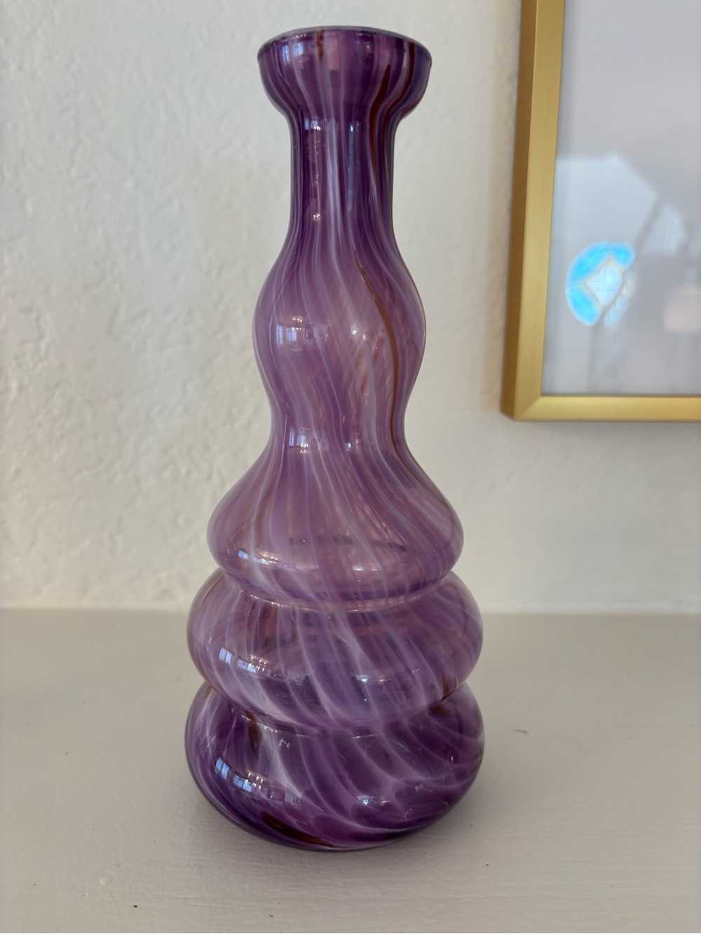 Purple Swirl Hand-Blown Vintage Glass Vase